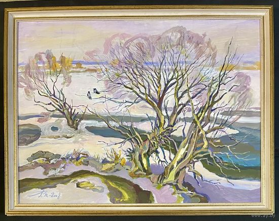 Поплавский Г.Г "Браславщина.Талая вода", 2008г. Холст, акрил. Размер 60х80 см.