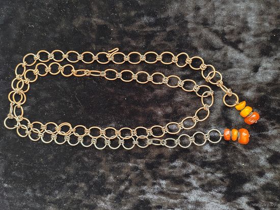 Винтажный ременок-цепочка с янтарем СССР