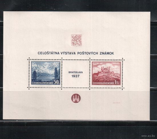 Чехословакия-1937,(Мих.Бл.1)  **  , Филвыставка, Братислава (2)
