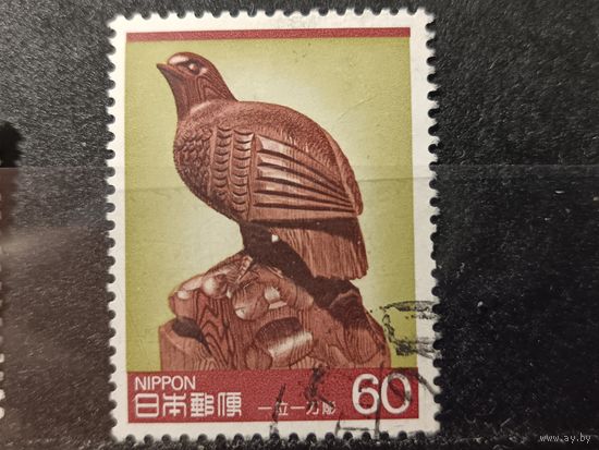 Япония, 1985. Резьба по дереву, птица