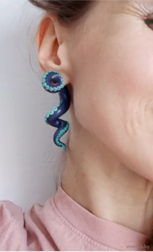 Щупальца осьминога, серьги ручной работы