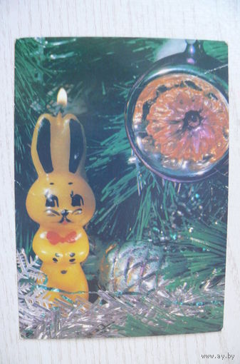 Анфингер М., Новогодняя фотокомпозиция; 1989, 1990, чистая, ДМПК + провизорий СССР "1 К".