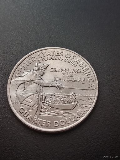 США 25 центов 2021 г. Р - Джордж Вашингтон. Переправа через реку Делавэр