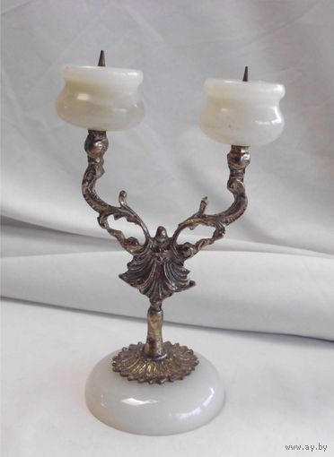 Подсвечник Канделябр Оникс Бронза Италия