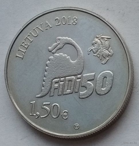 Литва 1,5 евро 2018 г. 50 лет Дню физиков в Вильнюсском Университете