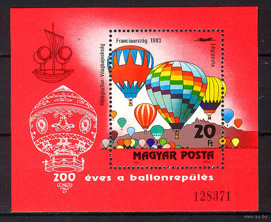 1983 Венгрия. 200 лет первому полёту на воздушном шаре