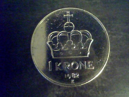 Монеты. Норвегия 1 крона  1982.