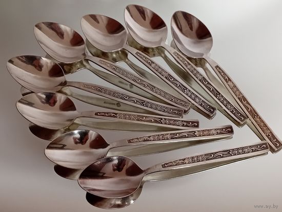 Ложки столовые. Мельхиор. Посеребрение. 8 ложек