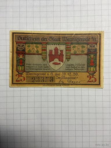 Нотгельд 25 пфеннигов 1921 год. -2112
