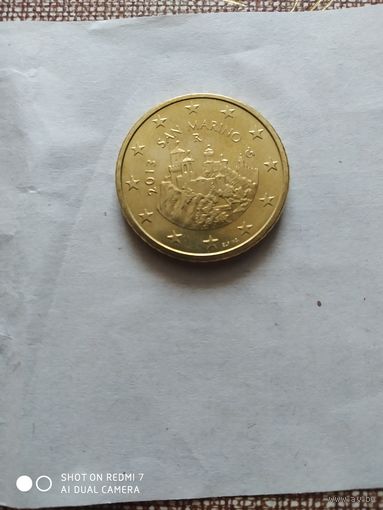 50 евроцентов Сан - Марино, 2013 год из обращения.
