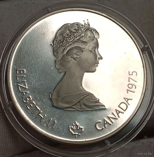 5 дол 1975 (великолепное серебро), Канада "Плавание", небольшой тираж! Также смотрите другие лоты!
