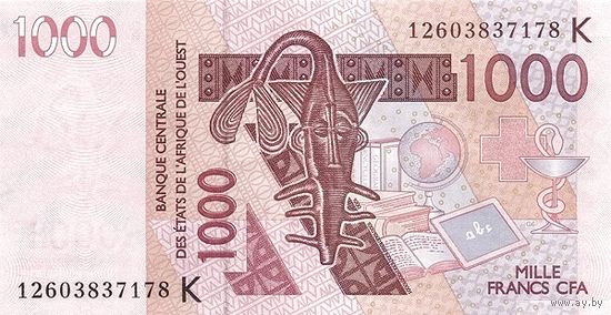 Сенегал 1000 франков образца 2012 года UNC p715Kl