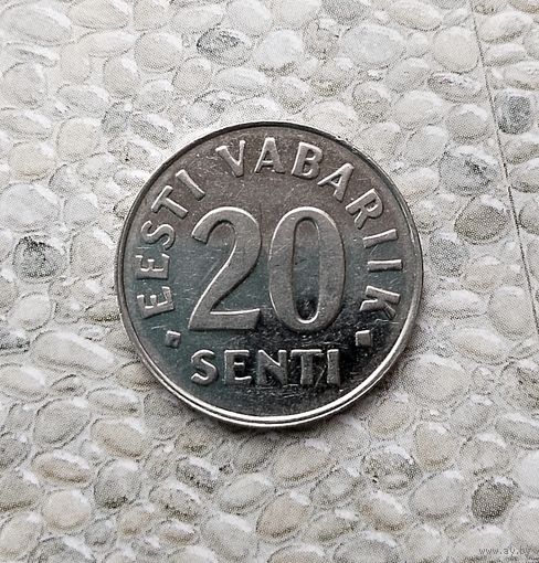 20 сентов 1999 года Эстония. 2ая Республика (крона,1991-2008). Красивая монета!