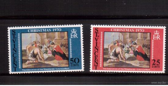 Сент-Винсент-1970, (Мих.288,290) **, Рождество, Живопись,