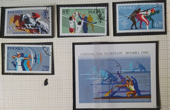 Польша 1980 олимпиада Москва-80, блок + 4м.