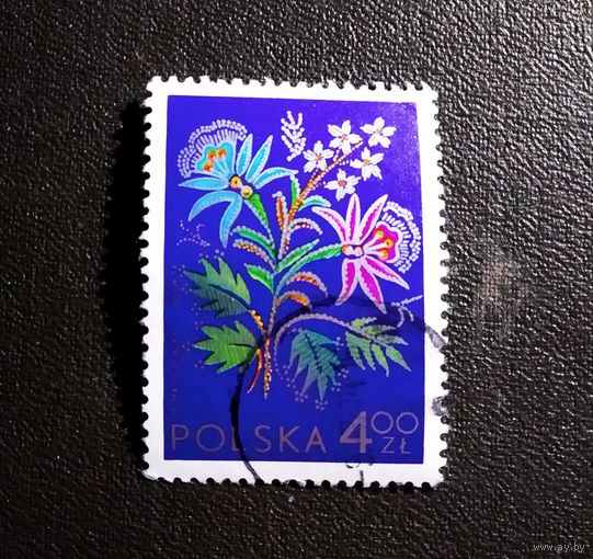 Марка Польша 1974 год Цветы
