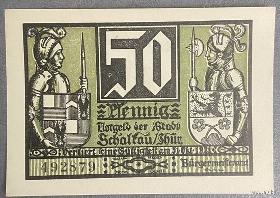 Нодгельд 50 пфеннигов 1921 год. Шалькау. Веймарская республика