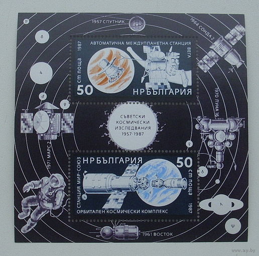 Болгария. Космос. ( Блок ) 1987 года. *135.