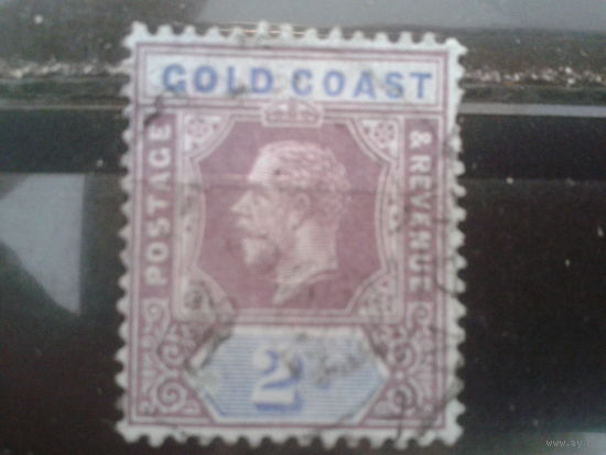 Золотой берег, колония Англии, 1913. Стандарт. Король Георг V. 2s/ Мi-5,0 евро гаш.