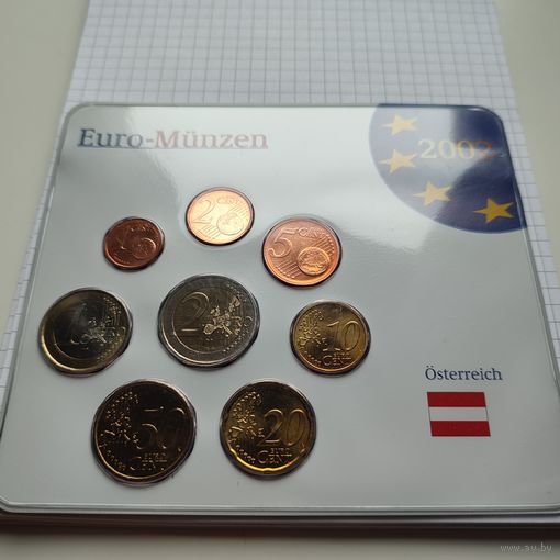 Набор  евро монет Австрии 2002 года.