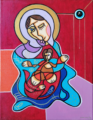 Картина "Божья матерь" / Холст, акрил/ 40 x 30 см