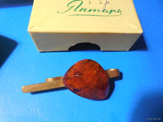 Зажим для галстука. Янтарь.