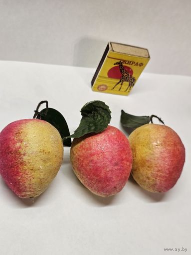 Ёлочная игрушка ,,Яблоко'' 6 см вата СССР.