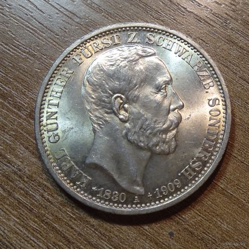 3 марки 1909 Шварцбург-Зондерхаузен - траурная Карла Гюнтера