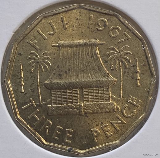 Фиджи 3 пенса 1967 г. В холдере