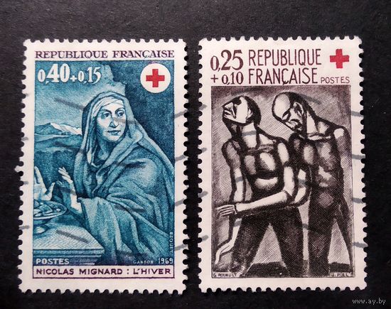 ФРАНЦИЯ \511с\  красный крест 1969 художник Миньяр\1961 гравюра худ. Жоржа Руо