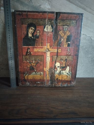 Икона редкий сюжет четырёхчастник предлагайте цену . 18 в  предположительно.