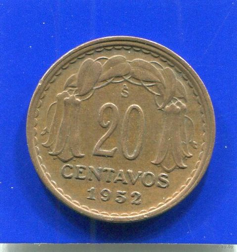 Чили 20 сентаво 1952