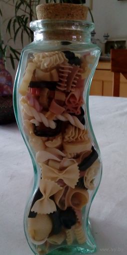 Винтажная декоративная бутыль (4 грани) для кухни с пробкой.