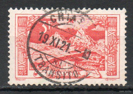 Стандартный выпуск Пейзаж Швейцария 1918 год серия из 1 марки