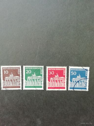 Западный Берлин 1966 серия марок "Стандарт. Бранденбургские ворота" (гашеные без клея) Mi.286-289 каталог 1.40 евро
