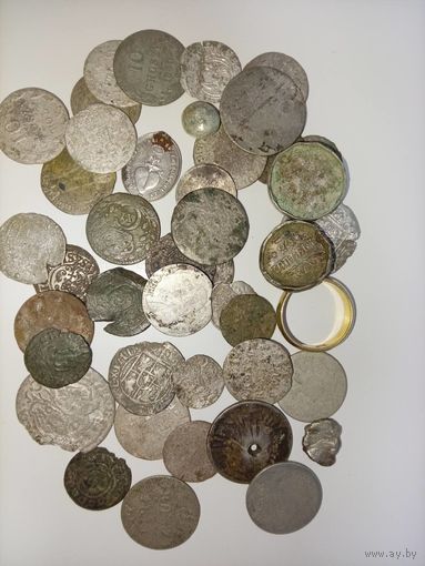 Лом серебра, остатки монет. 63 грамма!!!