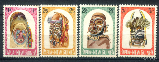 Британские колонии - Папуа Новая Гвинея - 1964г. - маски - 4 марки - полная серия, MLH, чистая без клея с вмятинками [Mi 52-55]. #3-WB-94-A-1