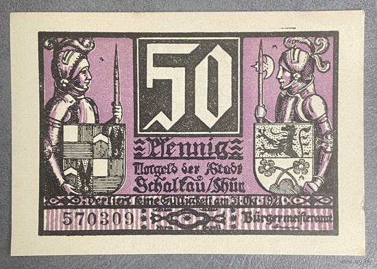 Нодгельд 50 пфеннигов 1921 год. Шалькау. Веймарская республика