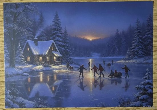 Открытка новогодняя чистая 10х15 см.