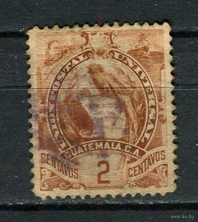 Гватемала - 1887/1895 - Герб 2С - [Mi.44] - 1 марка. Гашеная.  (Лот 19Gv)-T4P16