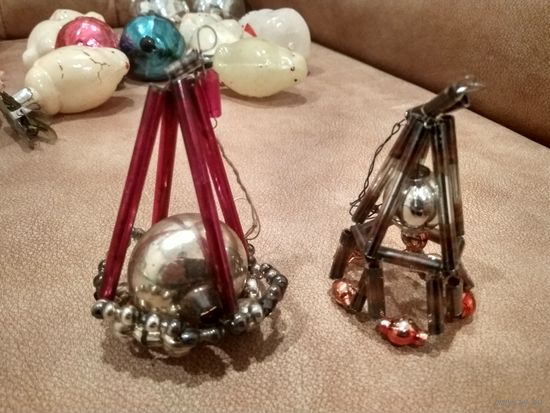 Ёлочные игрушки СССР стеклянные стеклярус поштучно