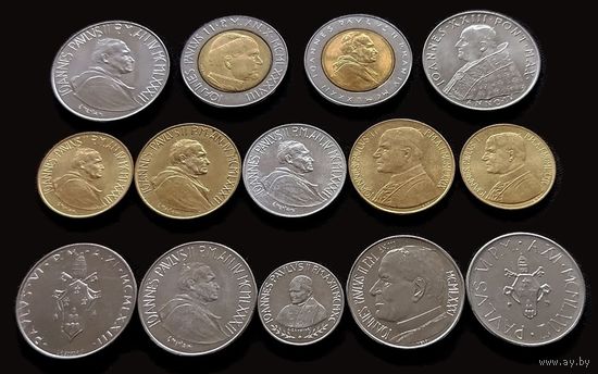14 МОНЕТ ВАТИКАНА БЕЗ ПОВТОРОВ (СБОРКА: Иоанн XXIII, Павел VI, Иоанн Павел II)