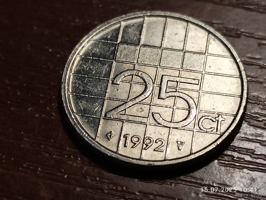Нидерланды 25 центов 1992