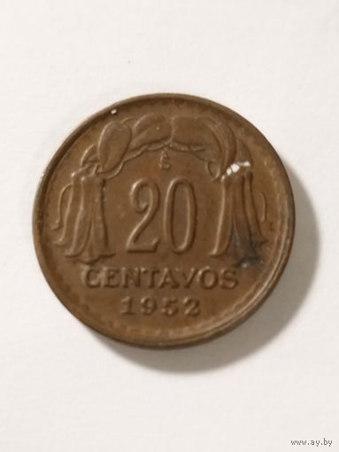 Чили 20 сентаво 1952