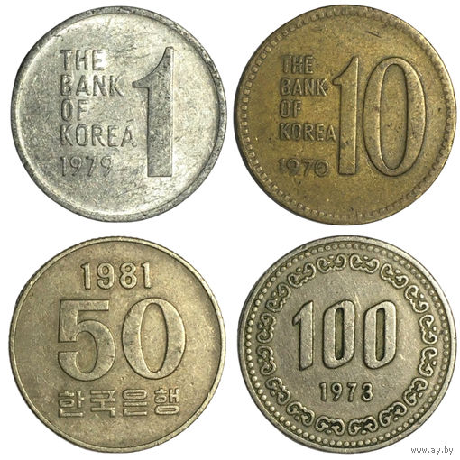 Южная Корея набор монет (4 шт), 1970-1981