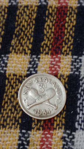 Новая Зеландия 3 пенса 1934