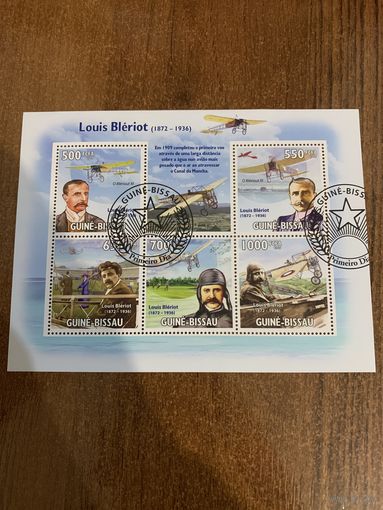 Гвинея-Биссау 2009. Известный лётчик и конструктор Louis Bleriot 1872-1936. Малый лист