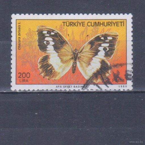 [198] Турция 1988. Фауна.Бабочка. Гашеная марка.