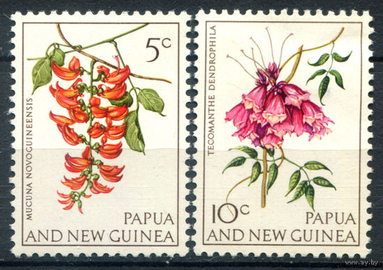 Британские колонии - Папуа Новая Гвинея - 1966г. - цветы - 2 марки - MNH с полосой на клее, MH. #3-WB-94-A-1