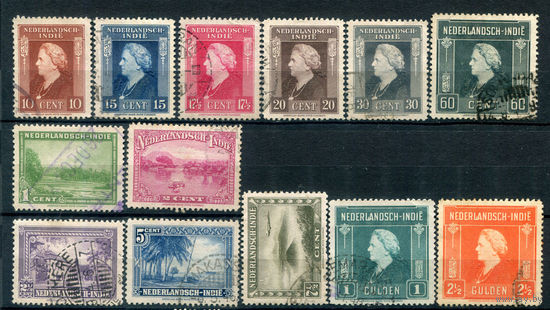 Нидерландская Индия - 1945/46г. - ландшафты, королева Вильгельмина - 13 марок - полная серия, гашёные [Mi 320-332]. #3-WB-83-A-1